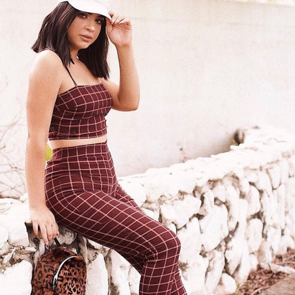 Plaid matching Set two piece
